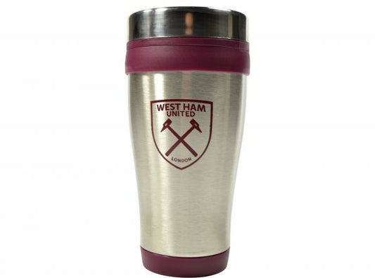 West Ham EXECUTIVE HANDLELESS METALLIC TRAVEL MUG