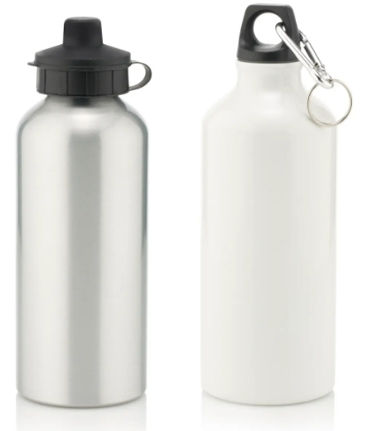 School Aluminium Water Bottle With 2 Cap Styles - 600ml