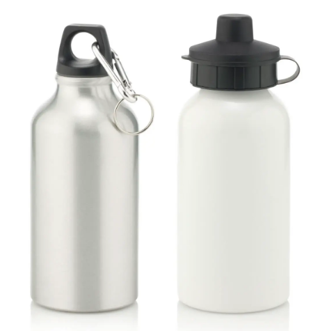 School Aluminium Water Bottle With 2 Cap Styles - 400ml