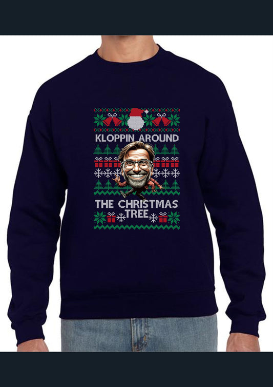 Klopp'ing Around the Christmas Tree - Jurgen Klopp Liverpool Christmas Jumper - Adults