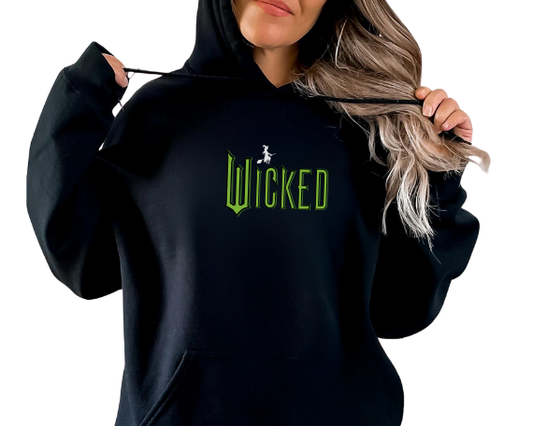 Wicked Inspired Black Hoodie Unisex Oz Hood - Wicked Witch - Halloween Fancy Dress Sweater