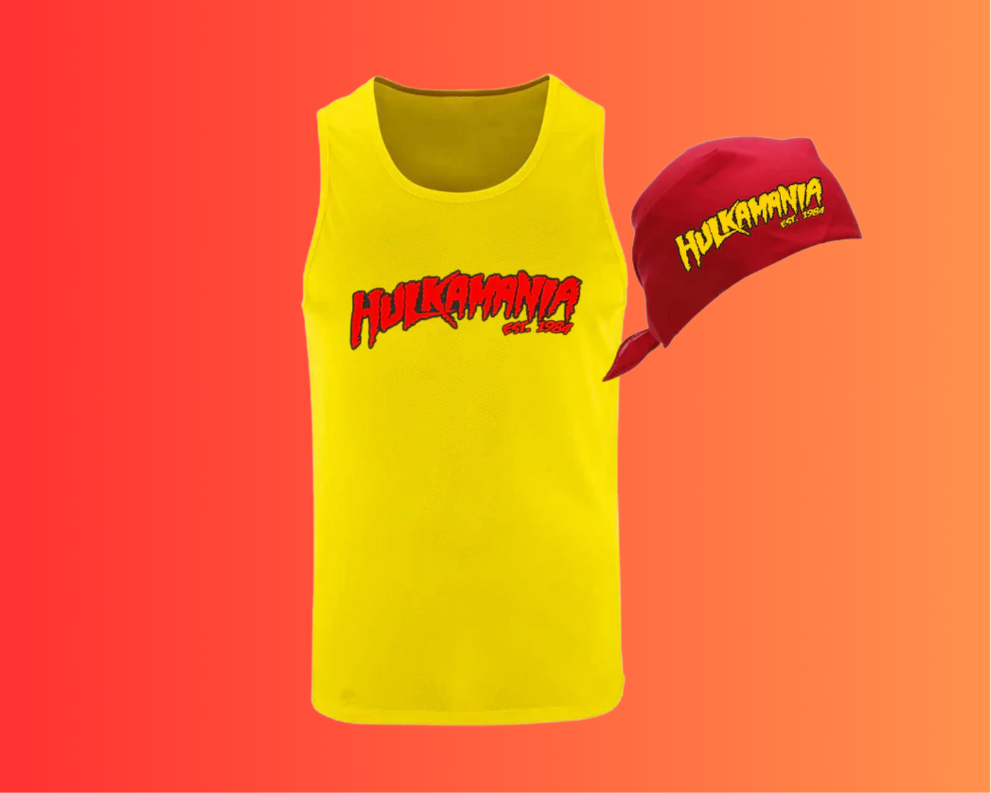 Wrestling Fancy Dress - Hulk Hogan Inspired - Vest & Bandana - Cosplay  - Funny - Stag Do - Just for Fun - Party - Hulk Hogan Outfit