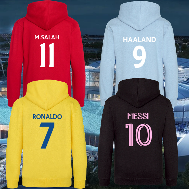 Football Hero Hoodie - Junior (Messi, Ronaldo, Haaland  & Salah