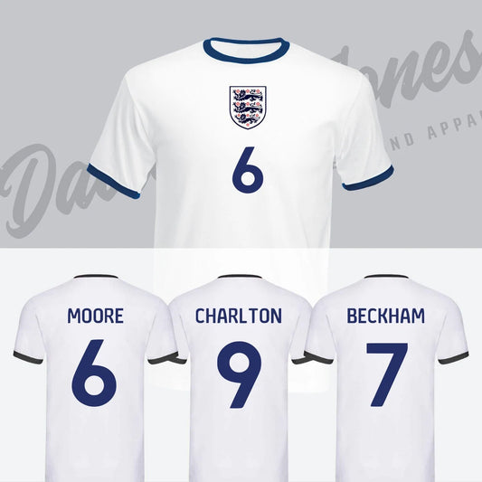 England Retro Design Football T-shirts - Classic Design - Adults - World Cup - Euro 24