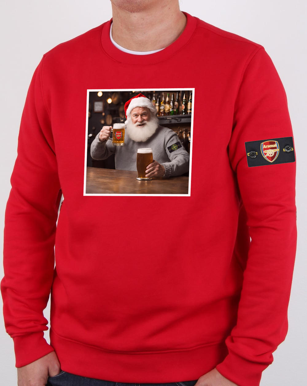 Arsenal Santa Christmas Jumper - Get The Badge In - Adults