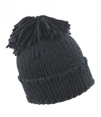 Result hand knitted Spider Pom Pom supasoft woolly Bobble Hat black one size unisex