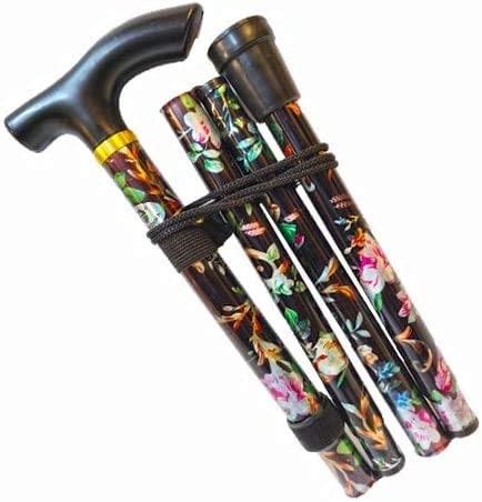 Ladies Walking Stick, Easy Adjustable Height Folding Extendable Walking Cane.