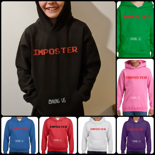 Among us IMPOSTER Hoodie - Junior sizes 3-13 years FREE PERSONALISATION